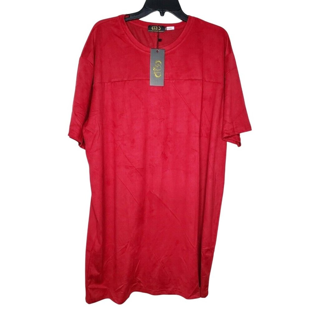 Gold Leaf 4XL Wine Red Short Sleeve Suede Feel Designer Shirt | Luxe Polyester